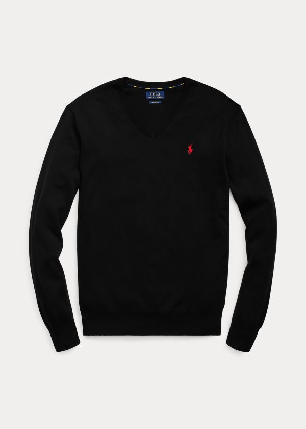 Polo Ralph Lauren Cotton V-Neck Striktrøje Herre Danmark (RXEFC4793)